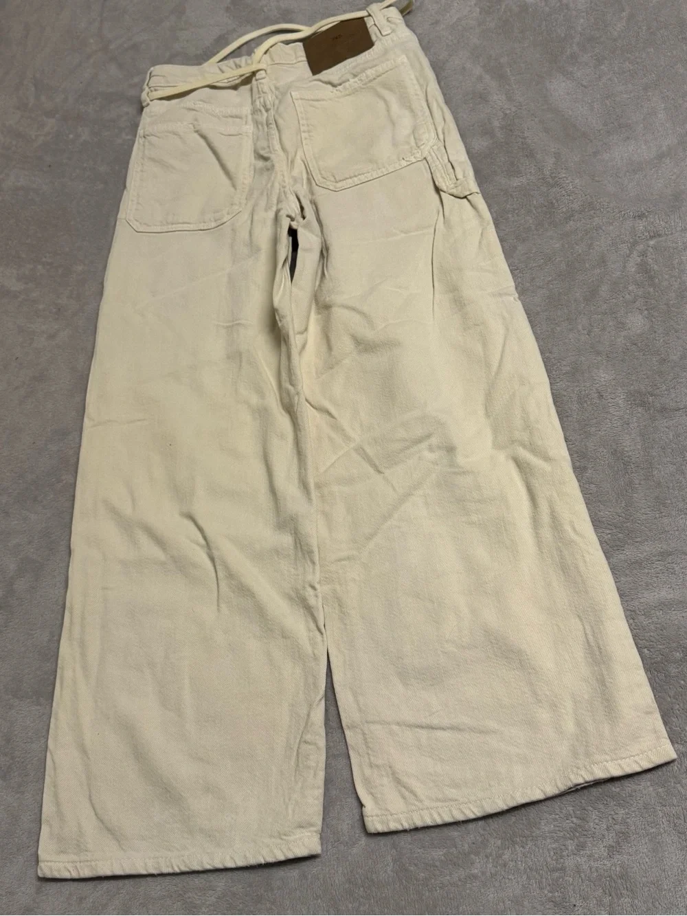 Zara Cream High-Rise Wide Trousers